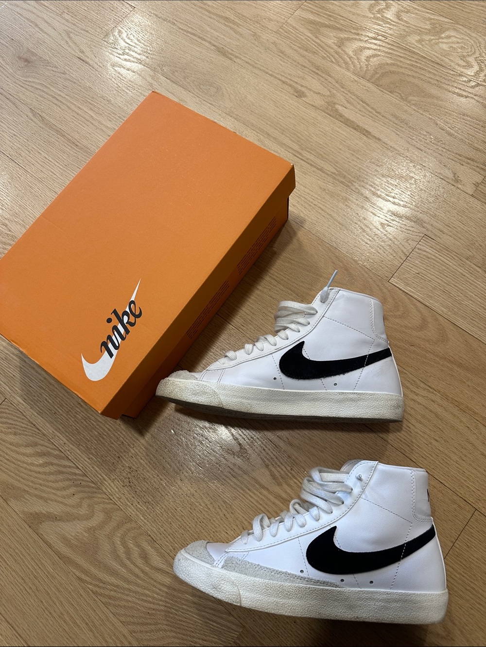 Nike Blazer Mid White with Black Swoosh